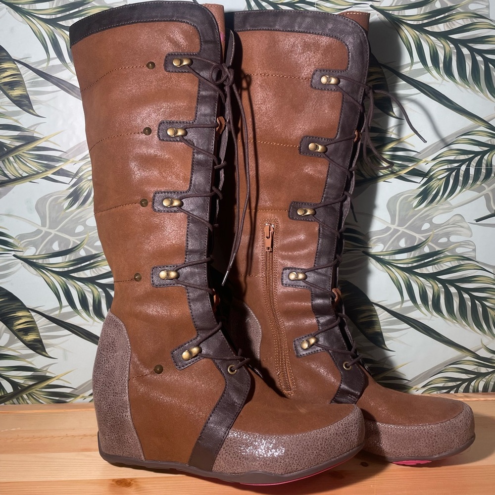 jambu wedge tall brown boots